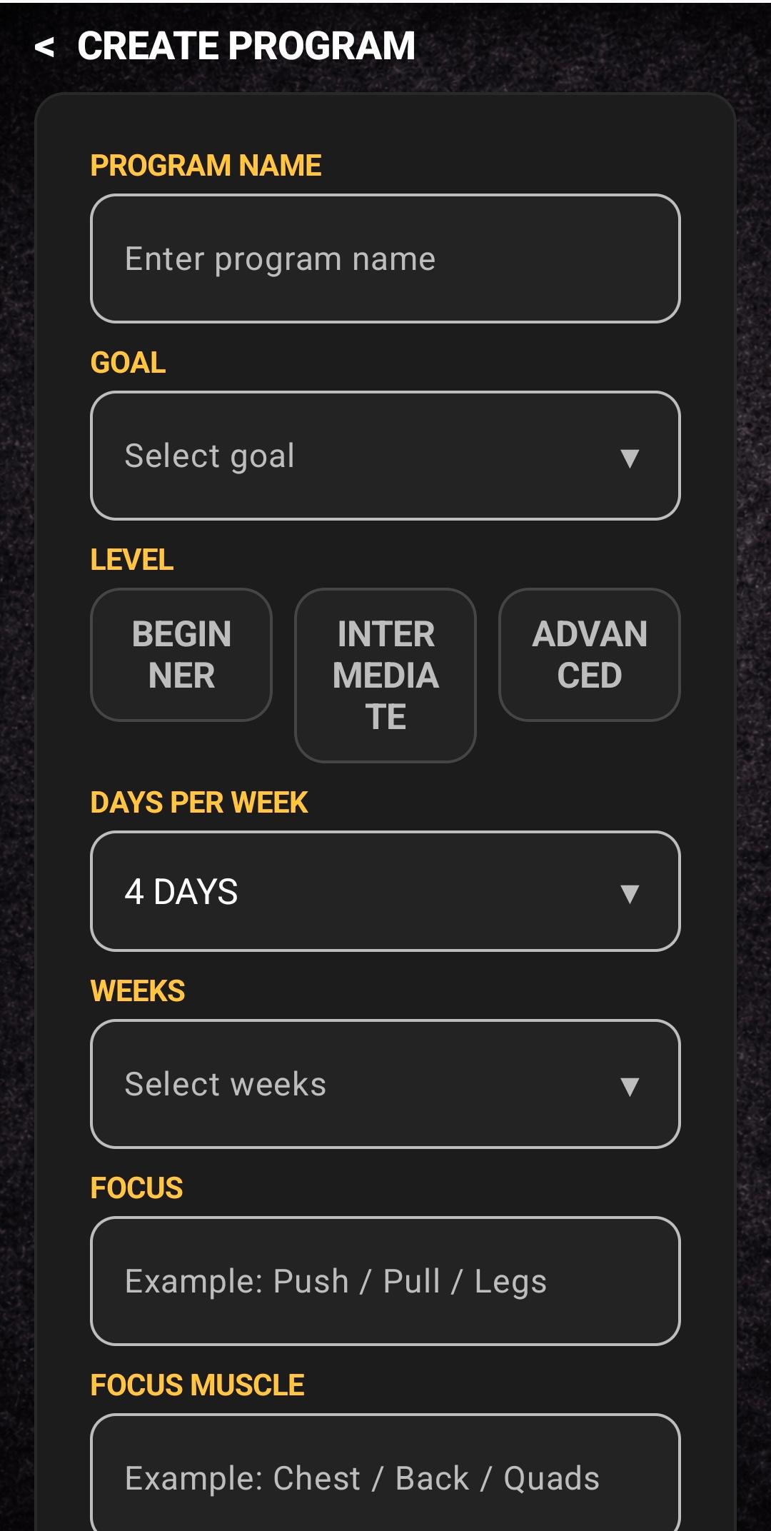 Program screen