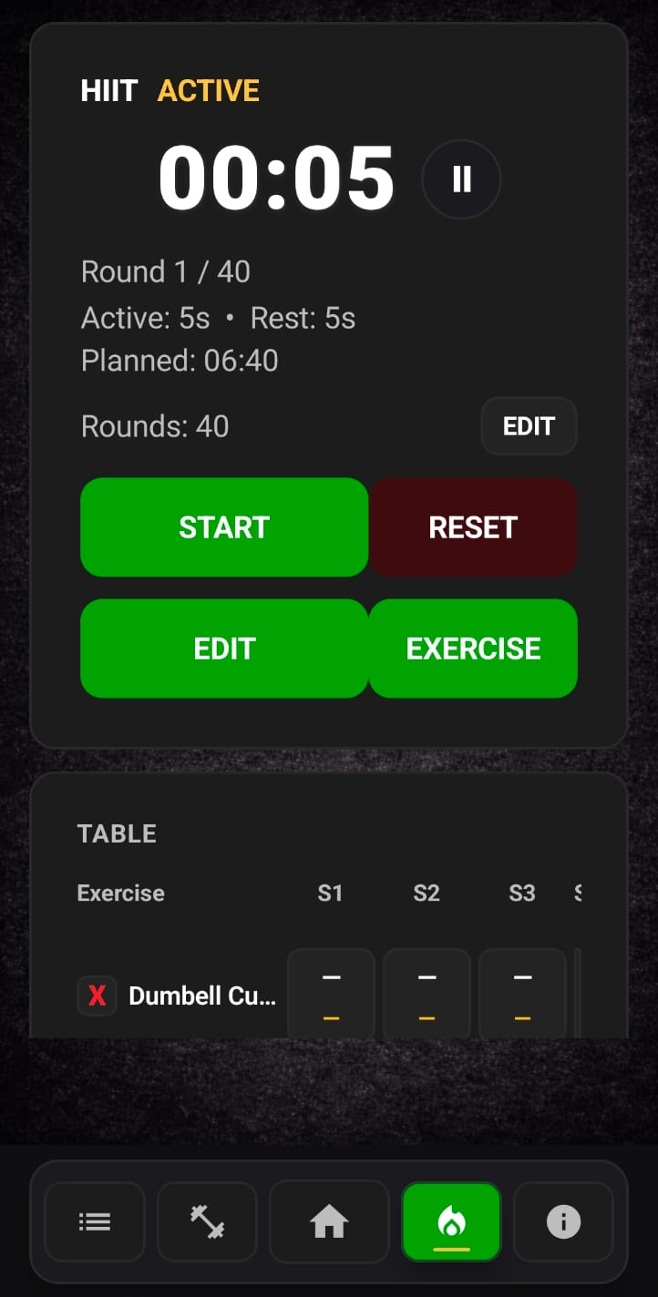 HIIT screen