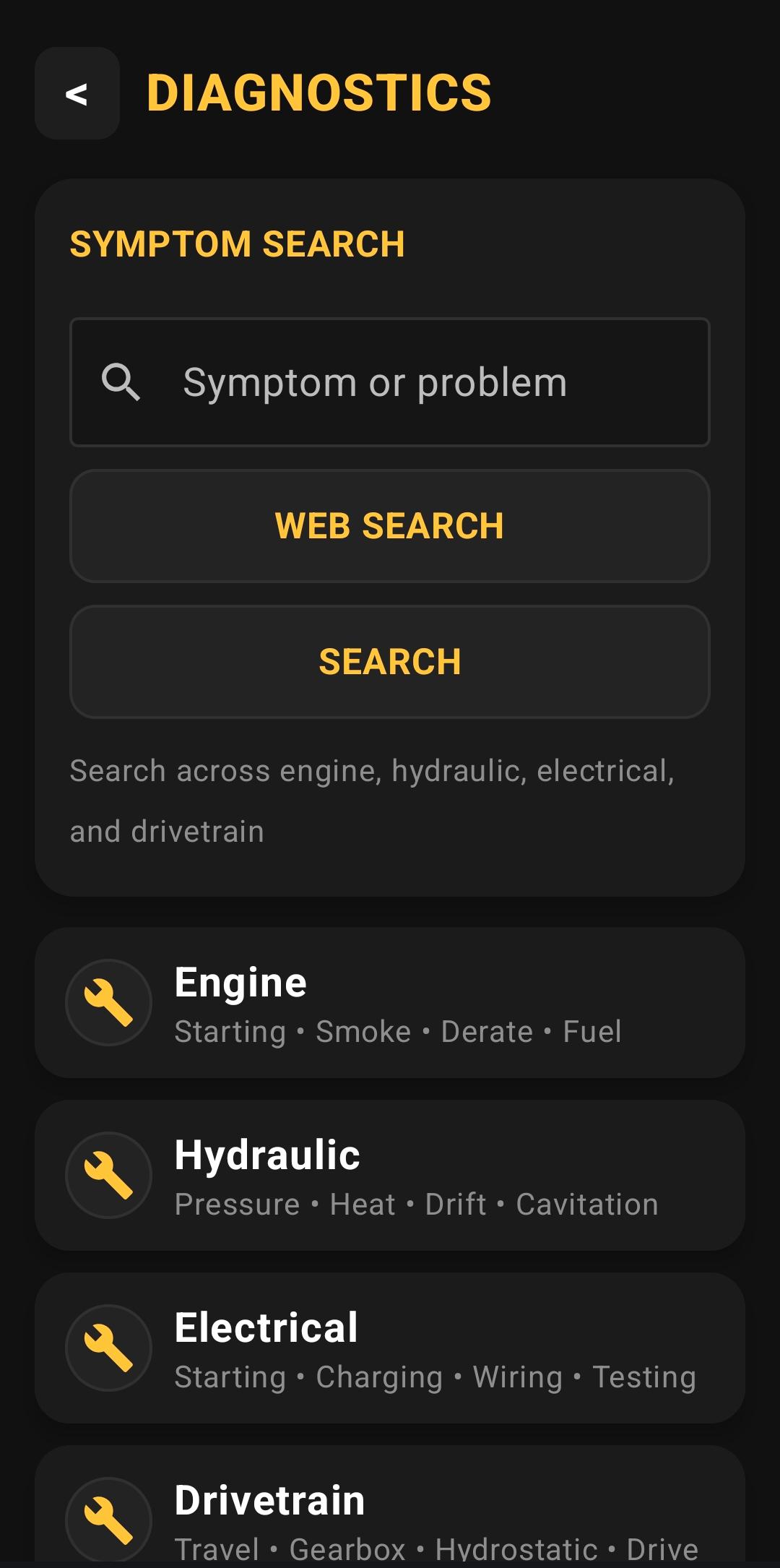 MechToolbox diagnostics view
