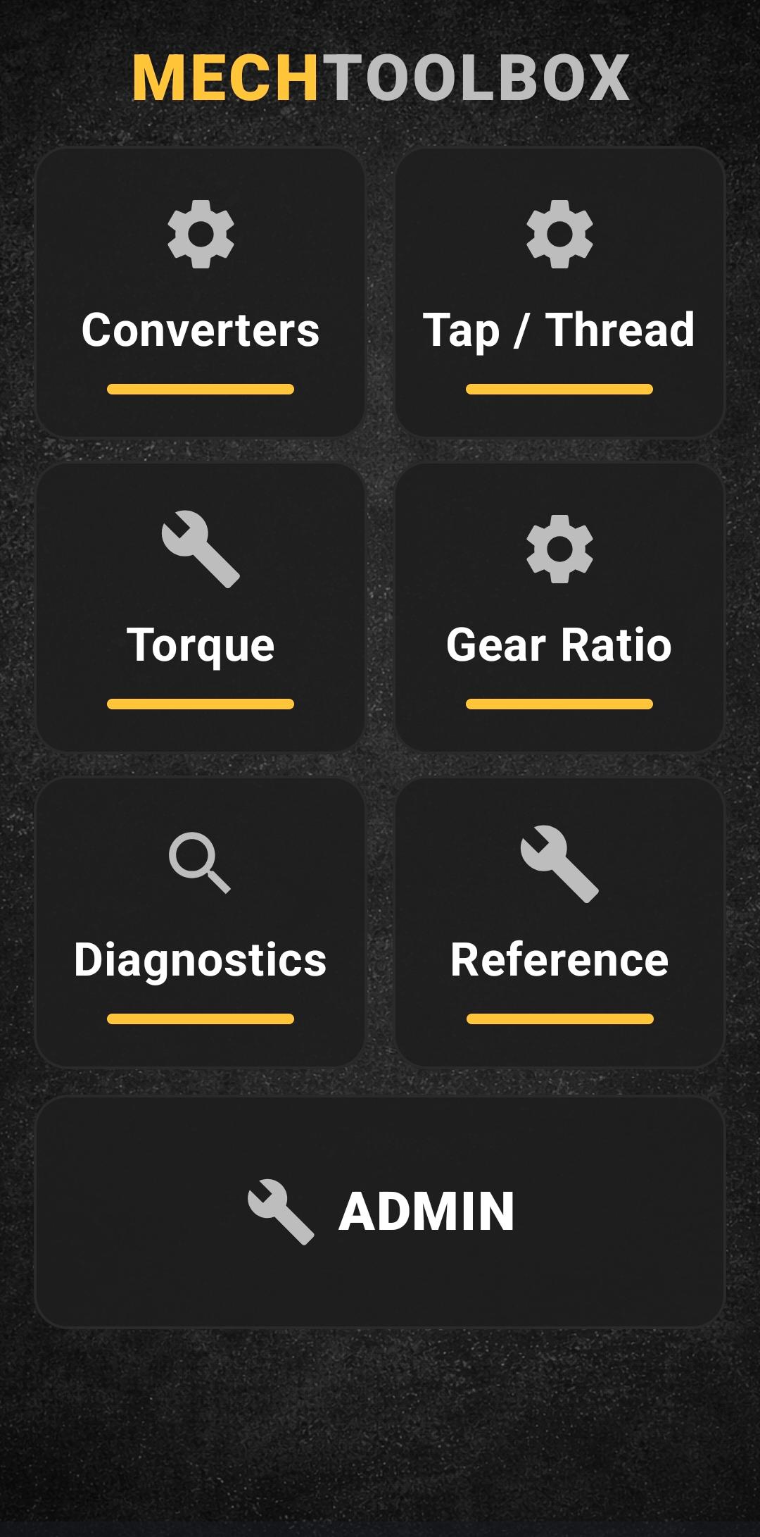 MechToolbox home screen